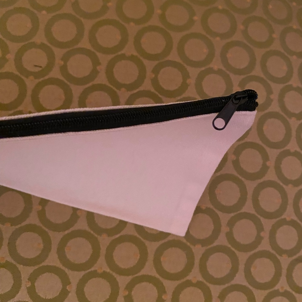 Cream and black canvas cosmetics pouch - Picture 2 of 3